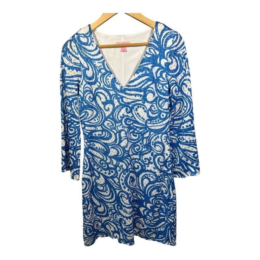 LILLY PULITZER Women’s Resort White Current Affairs Jade Dress Blue Size Medium